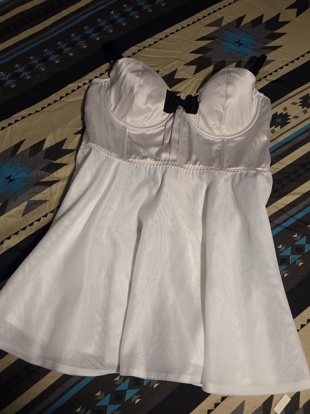 Victoria's Secret Cream Mini Dress with Black Straps